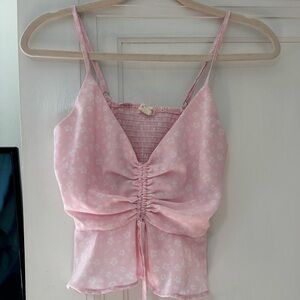 La Hearts Pink Floral Ruched Camisole
